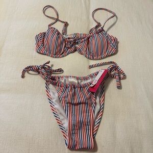NWT Ribbed Red, White and Blue Bikini